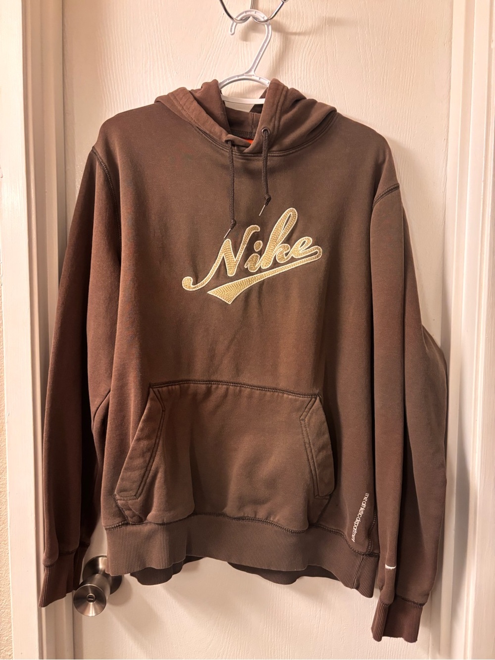 Nike Brown Hoodie with Cream Script Logo